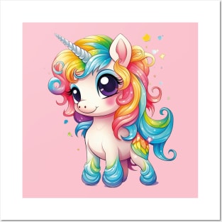 Magical Dreams: Beautiful Multicolored Hair Unicorn Posters and Art